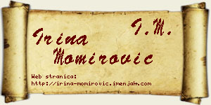 Irina Momirović vizit kartica